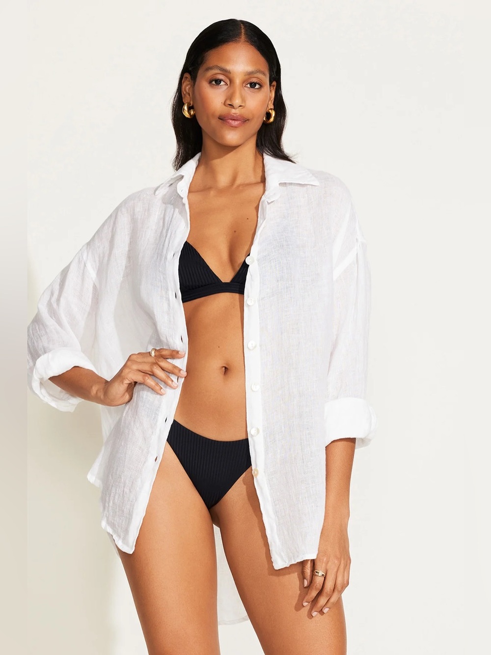 Vitamin A Playa Linen Boyfriend Shirt